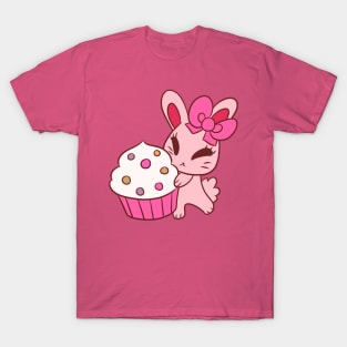 Girly Pink Cupcake Bunny T-Shirt